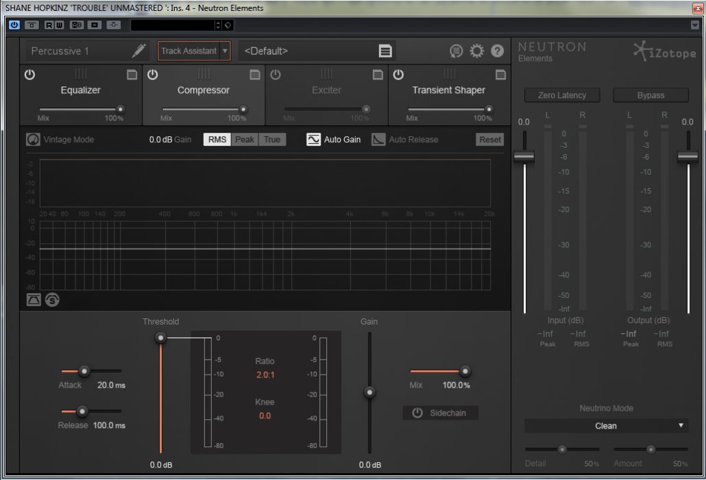 best setting on track assistant izotope neutron 2